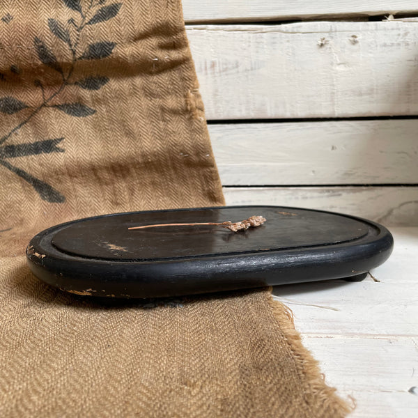 Antique Oval Dome Wood Base On Feet