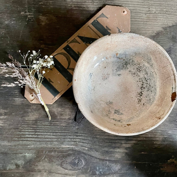 Antique Crazed & Stained Bowl Dish