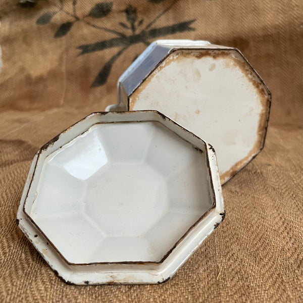 Vintage Enamel Blue & White Pot