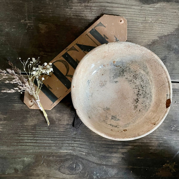 Antique Crazed & Stained Bowl Dish