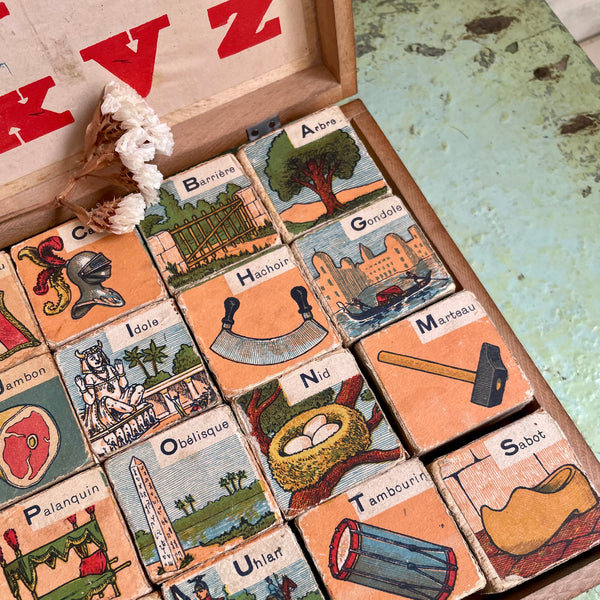 Vintage French Alphabet Blocks