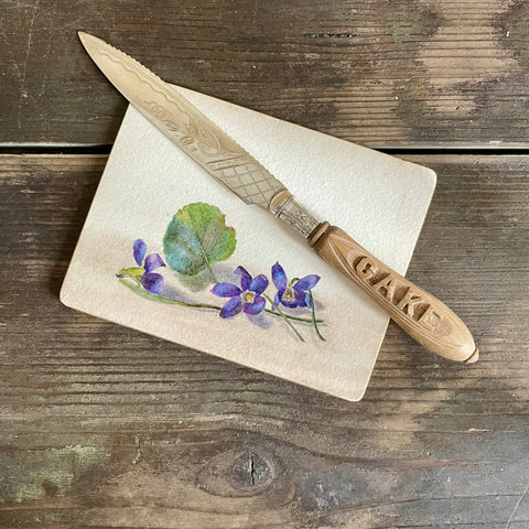 Antique Carved Handle Cake Knife