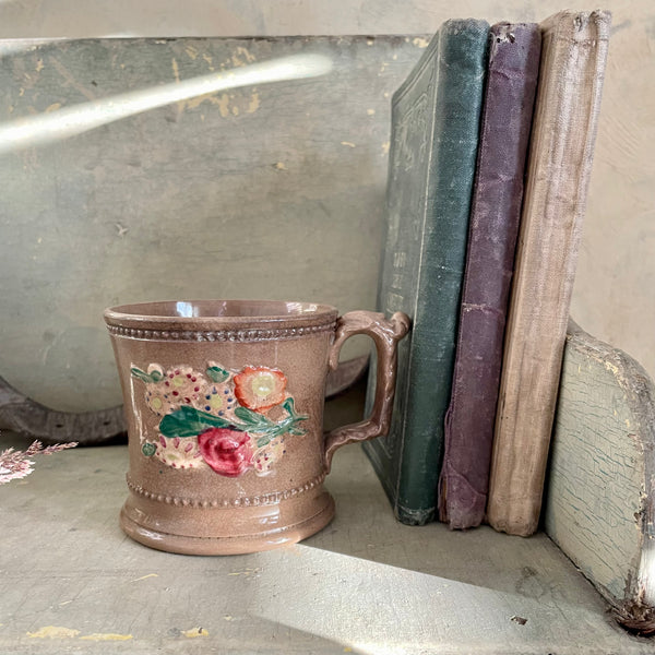 Antique Stained Floral Cup
