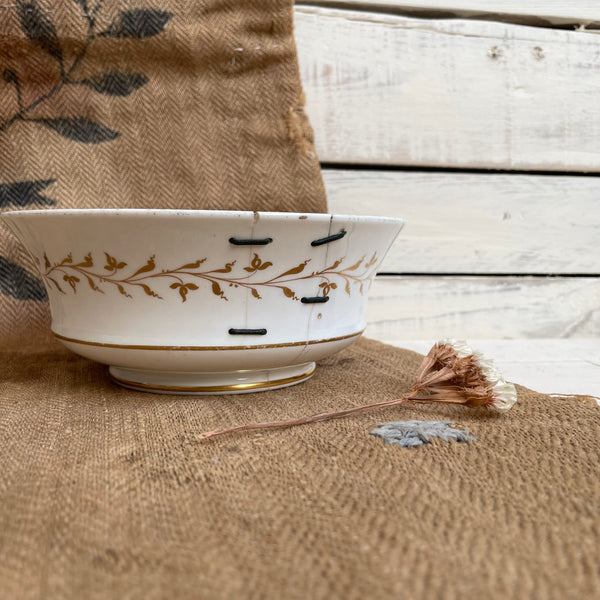 Antique Staple Repair Rose Bowl