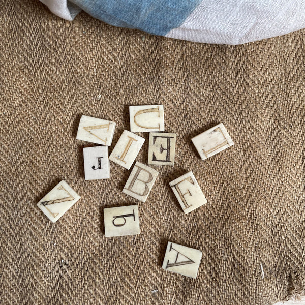 Rare Victorian Bone Spelling Letter Tiles
