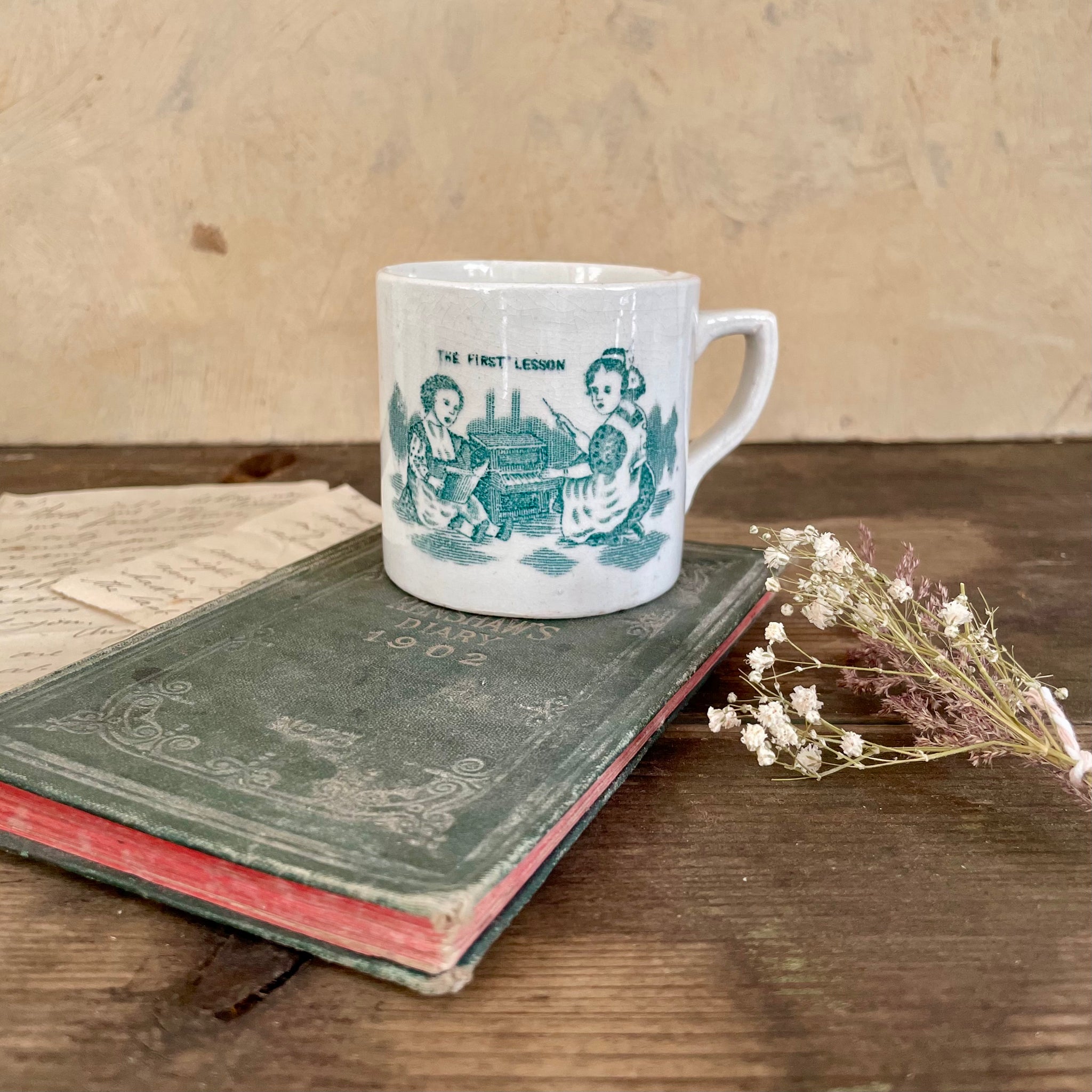 Antique First Lesson Staffordshire Mug