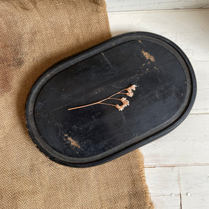 Antique Oval Dome Wood Base On Feet