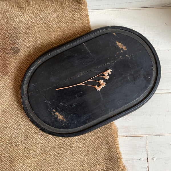 Antique Oval Dome Wood Base On Feet