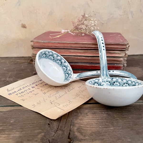 Two Beautiful Vintage Blue Ladles