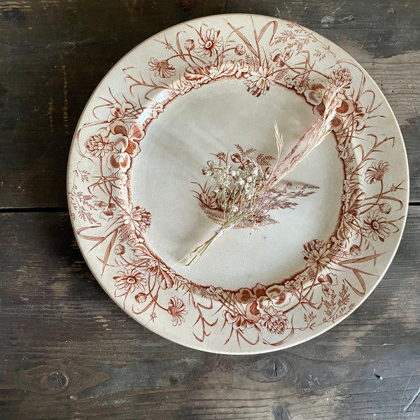 Vintage Floral Crazed Plate