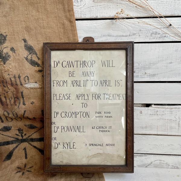 Unusual Vintage Doctors Sign