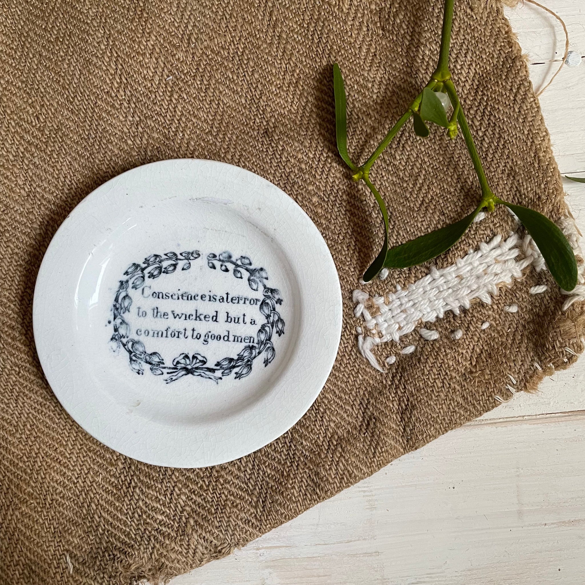 Rare 1840's Antique Motto Plate