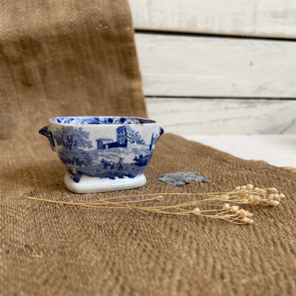 Victorian Blue Transferware Pot