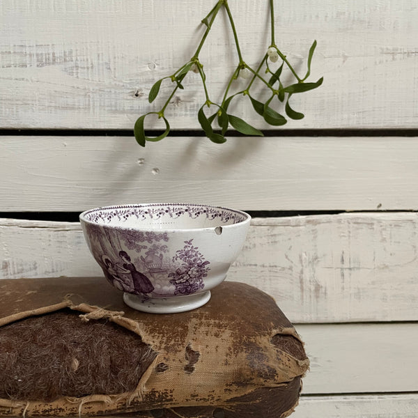 Pretty Antique Purple Transferware Bowl