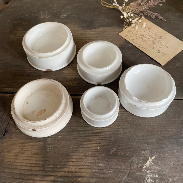 Five Antique Ceramic Chemist Pot Bases