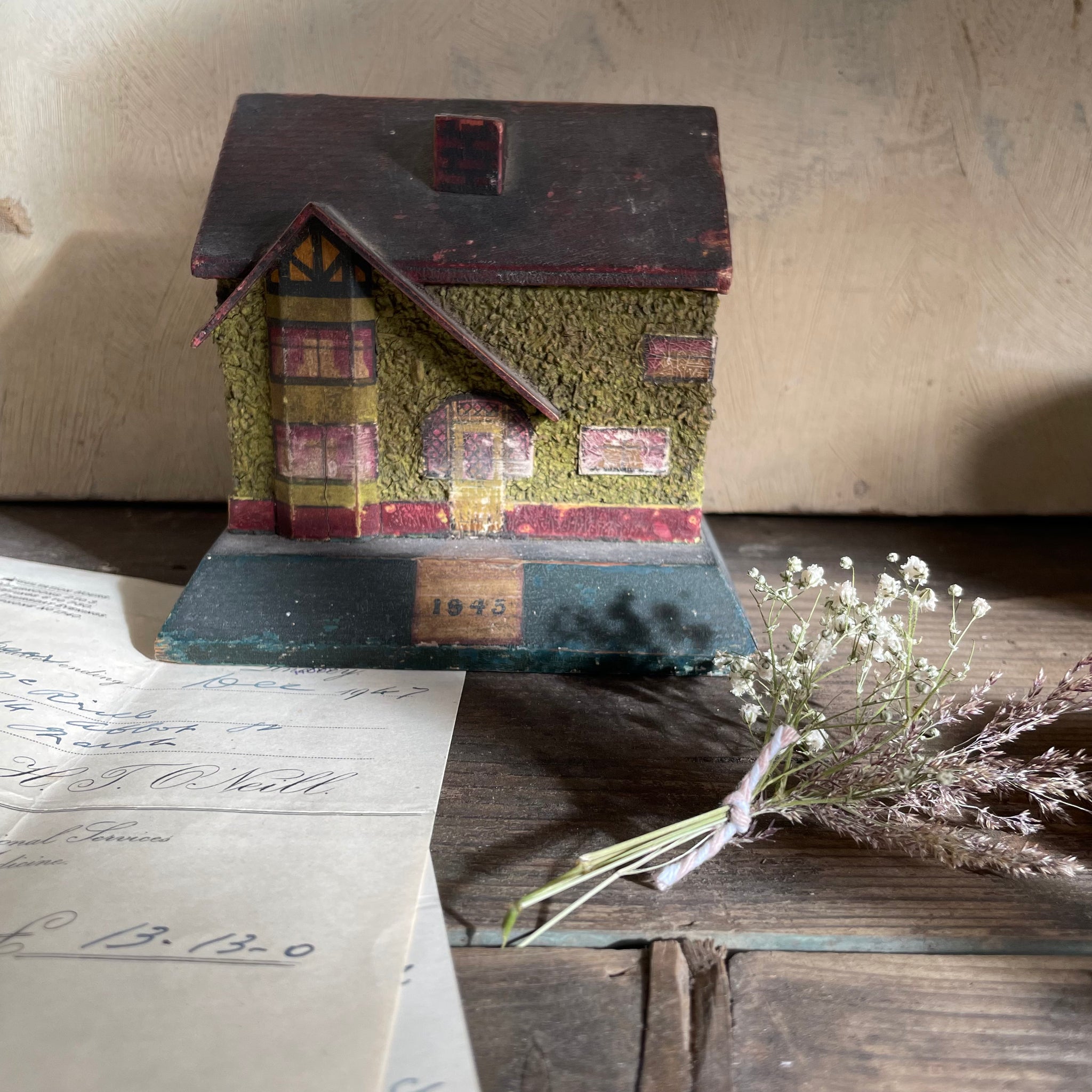 1845 Antique Cottage Money Box
