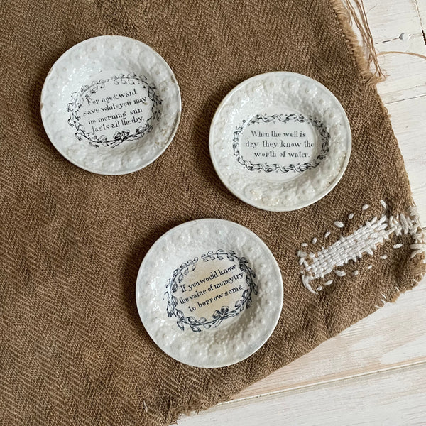 1840s Motto Plate -  Well is Dry