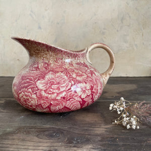 Antique French Pink Crazed Transfer Jug