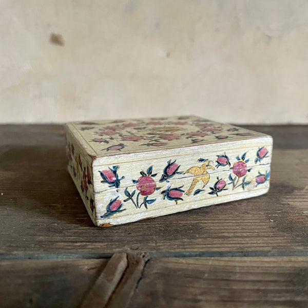 Antique Bird Papier-mâché Trinket Box