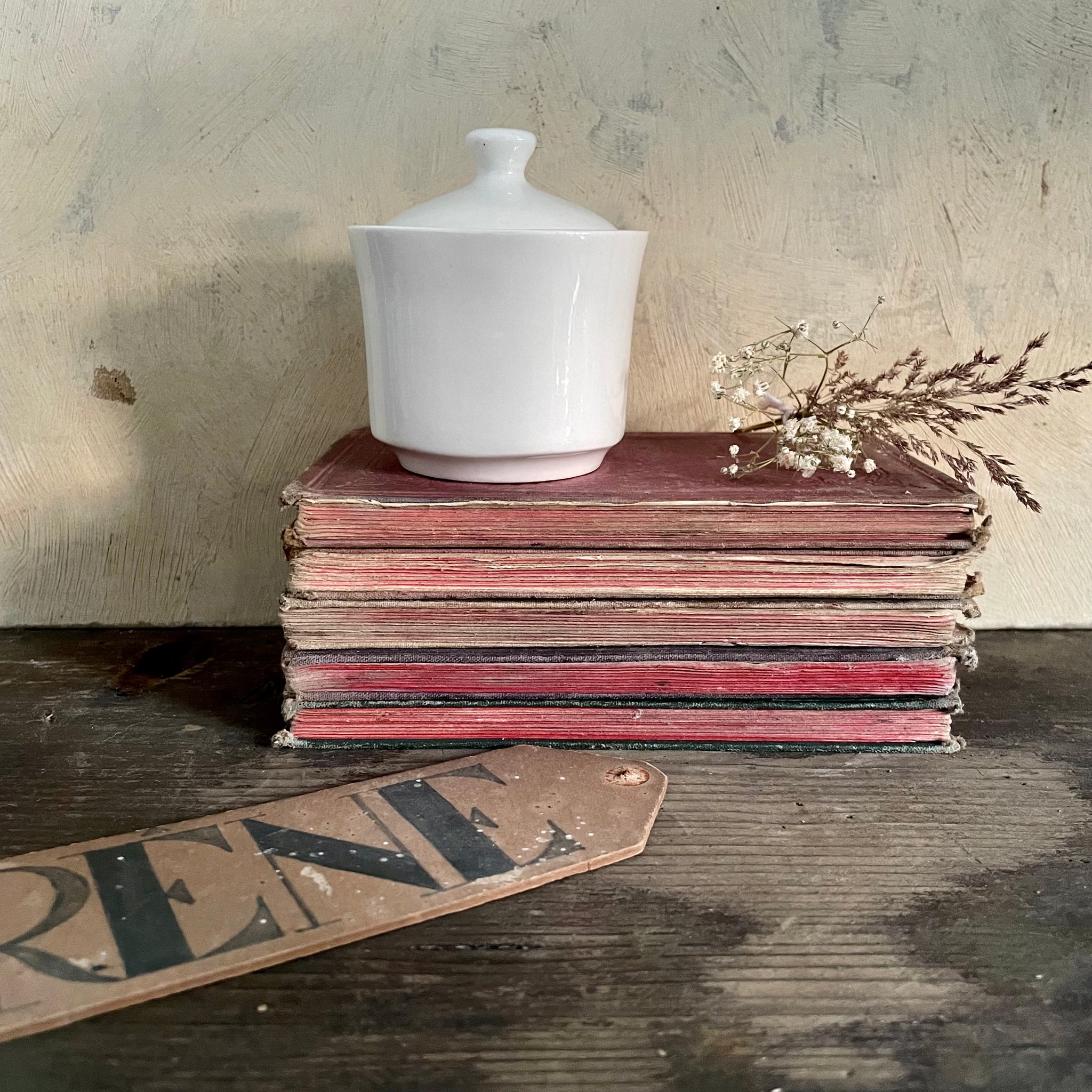 Vintage White Pot with Lid