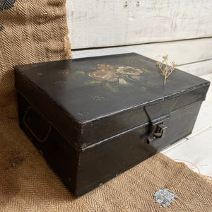 Antique Floral Toleware Box