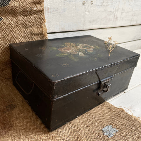Antique Floral Toleware Box