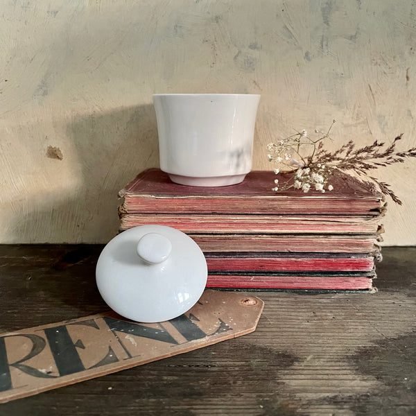 Vintage White Pot with Lid