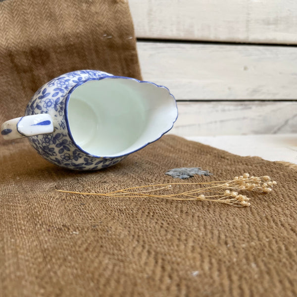 Antique Blue Floral Transferware Jug