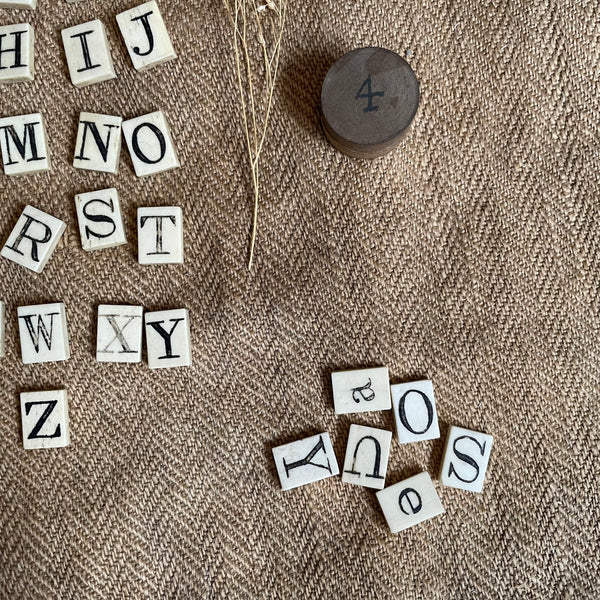 Rare Victorian Bone Spelling Letter Tiles