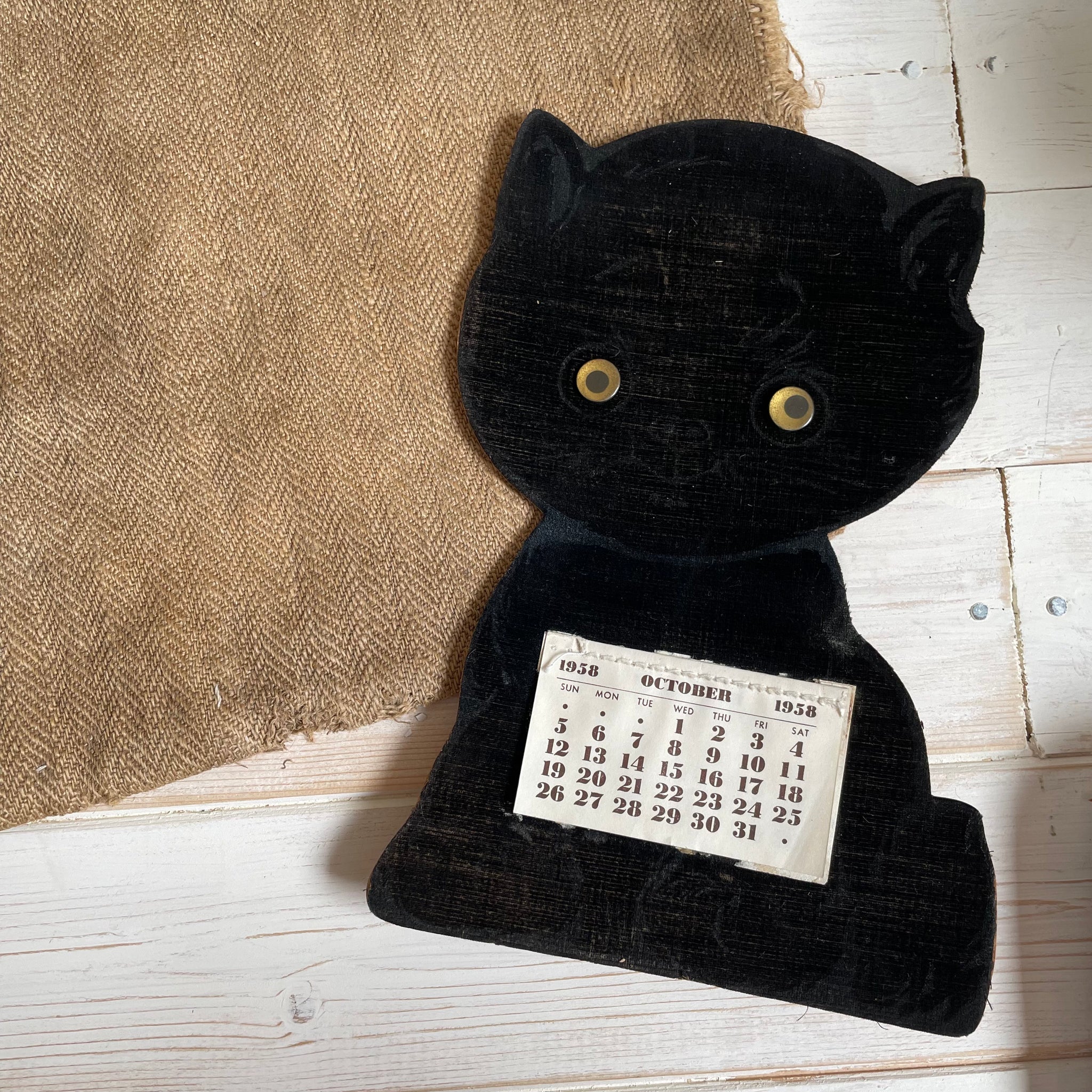 Vintage 1958 Velvet Cat Calendar