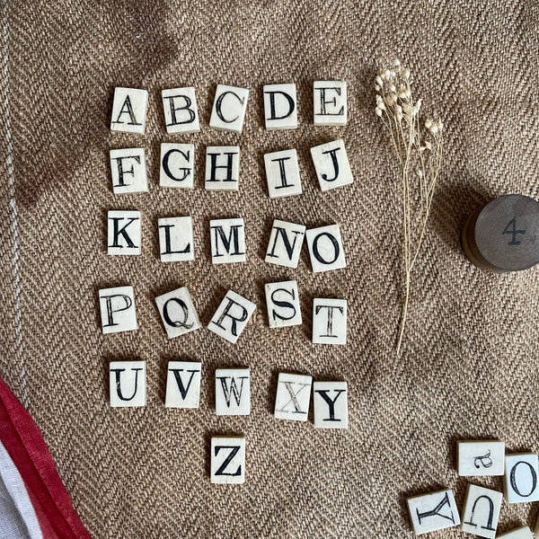 Rare Victorian Bone Spelling Letter Tiles