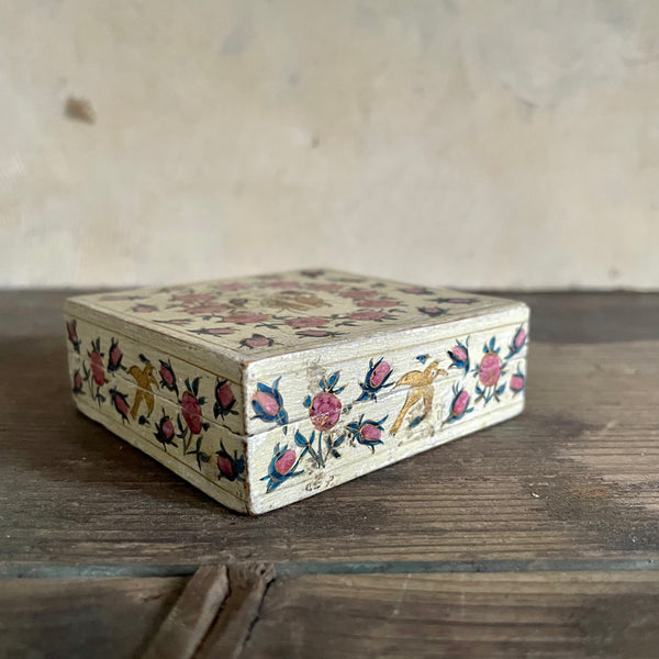Antique Bird Papier-mâché Trinket Box