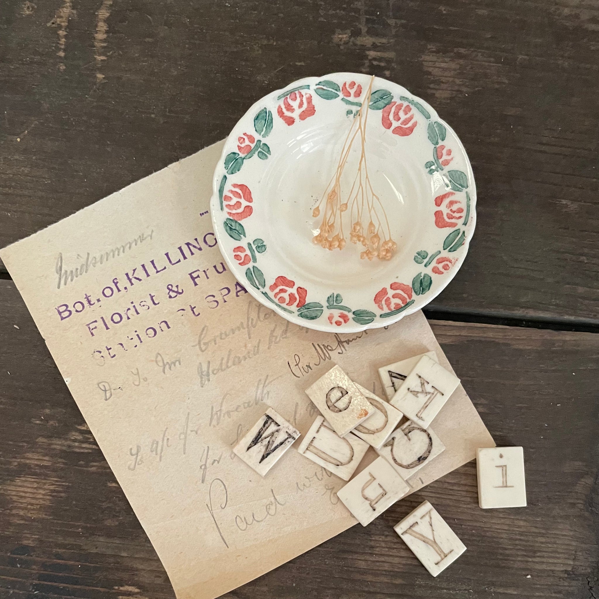 Antique Spongeware Tinket Plate