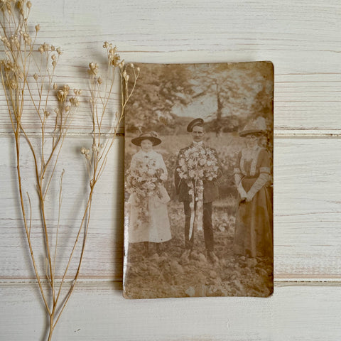 Antique Photograph Three People at a Wedding