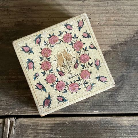Antique Bird Papier-mâché Trinket Box