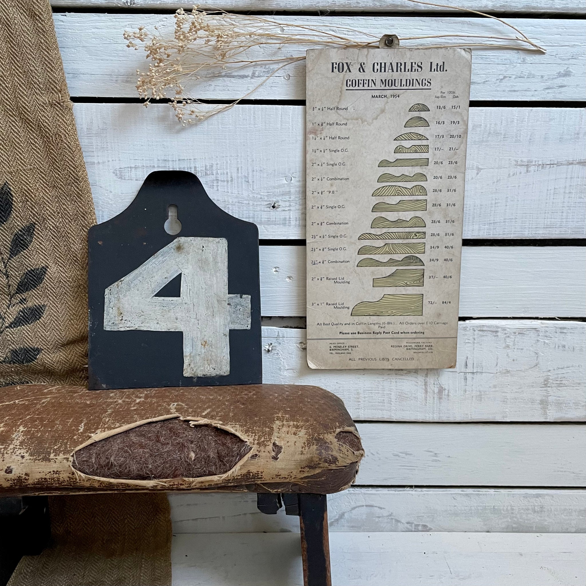 Vintage Coffin Moulding Sign