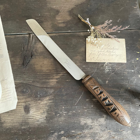 Antique Carved Handle Bread Knife
