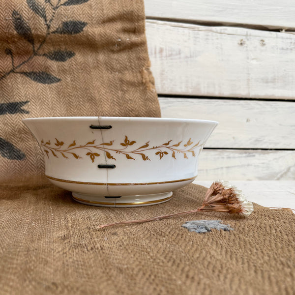 Antique Staple Repair Rose Bowl
