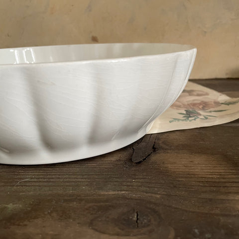 Antique Large Ironstone Scallop Bowl