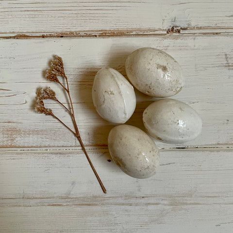 4 Antique Small Broody Ceramic Eggs