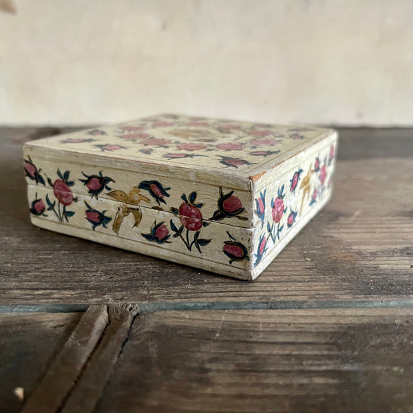 Antique Bird Papier-mâché Trinket Box