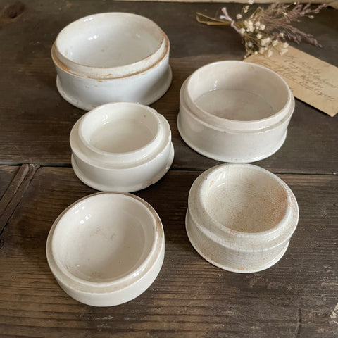 Five Antique Ceramic Chemist Pot Bases