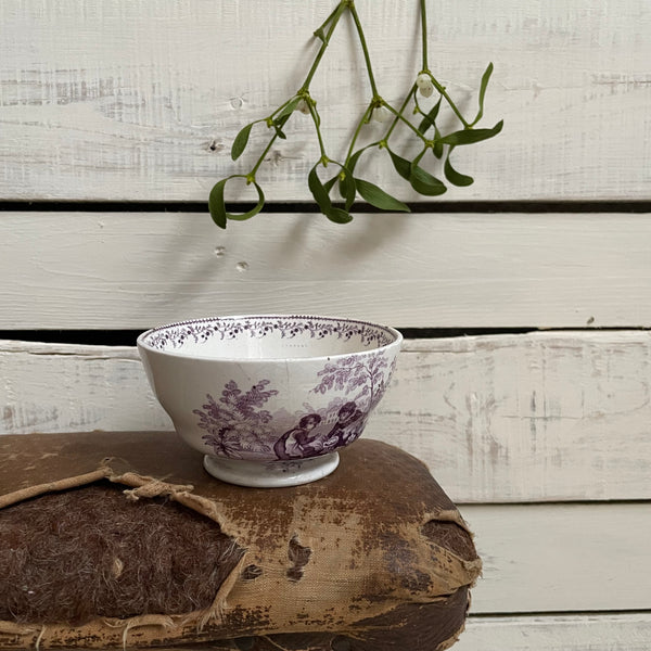 Pretty Antique Purple Transferware Bowl