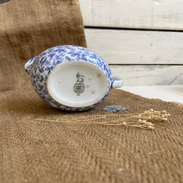 Antique Blue Floral Transferware Jug