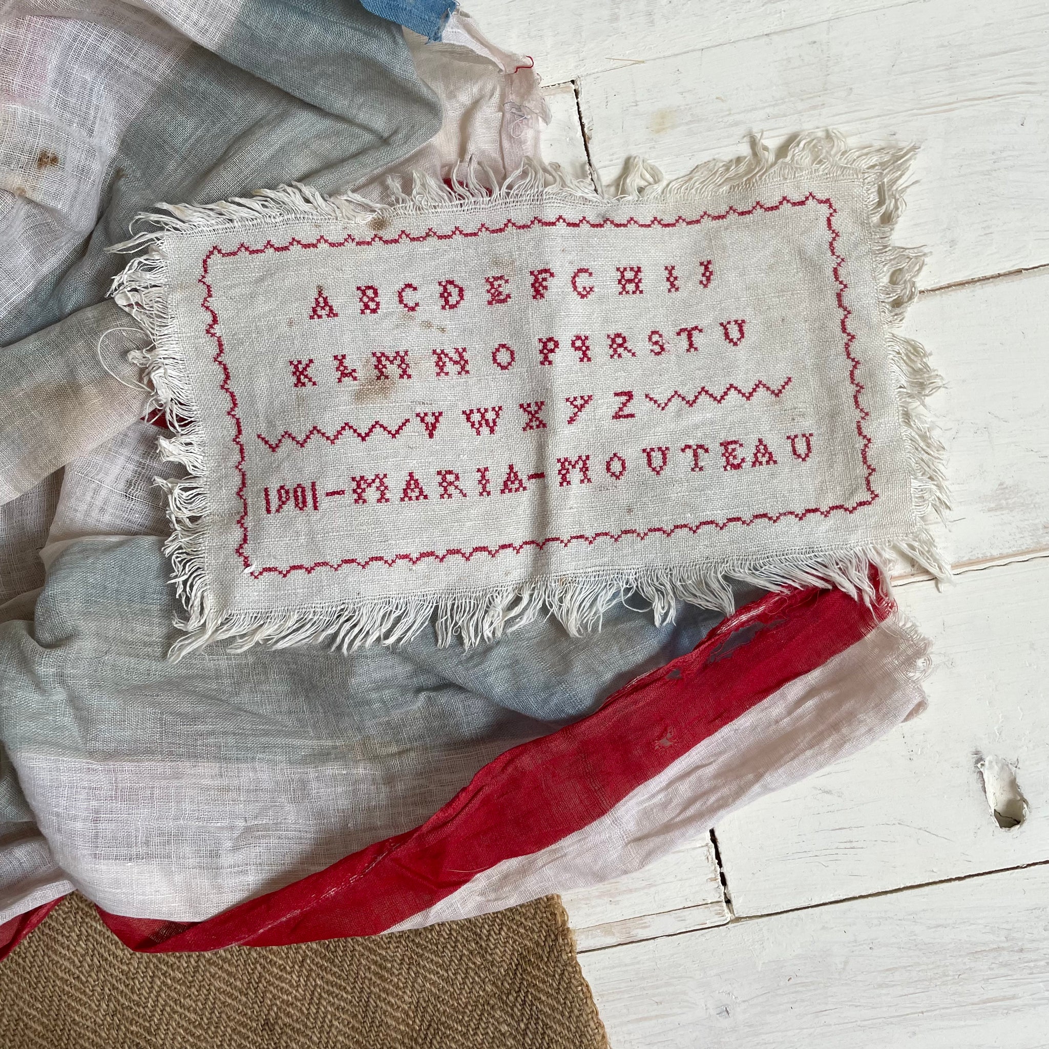 Antique 1901 Marie Mouteau Sampler