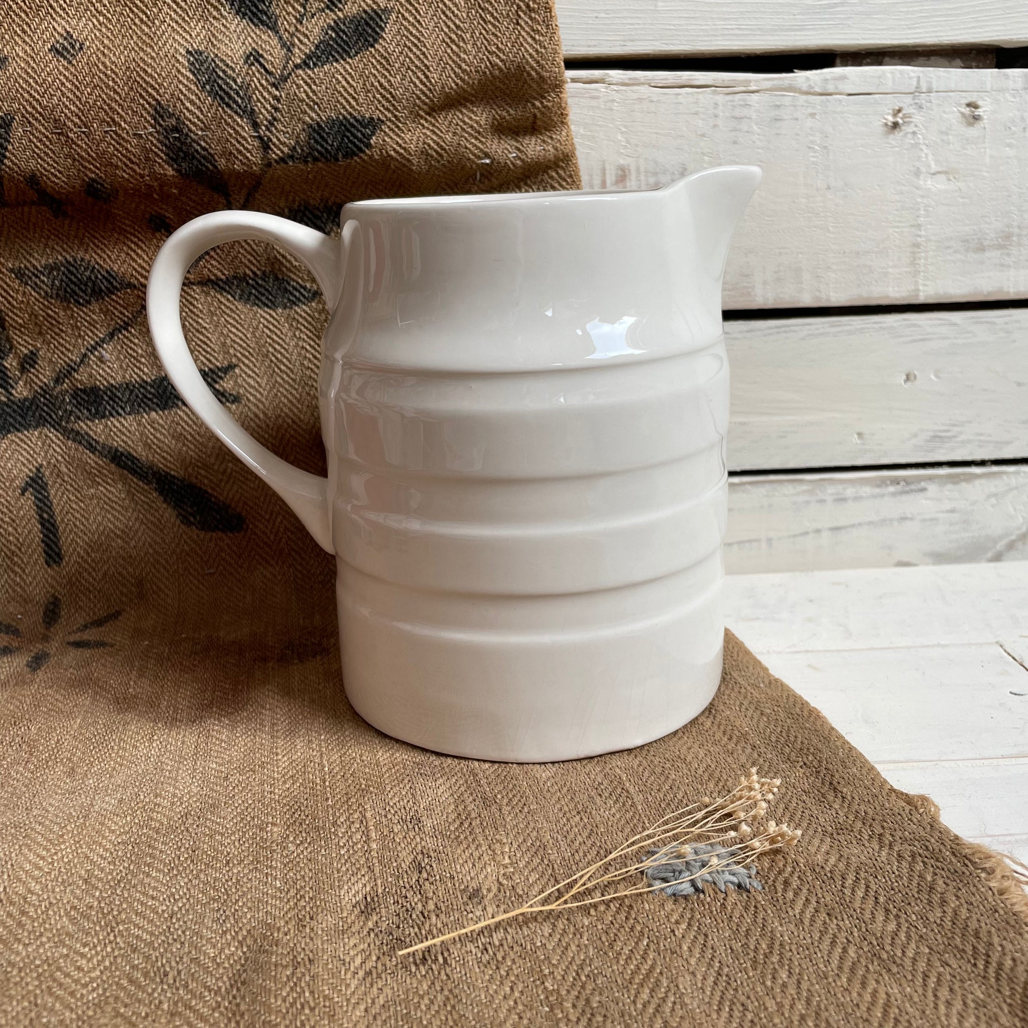 Vintage White Band Jug