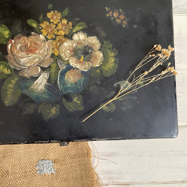 Antique Floral Toleware Box