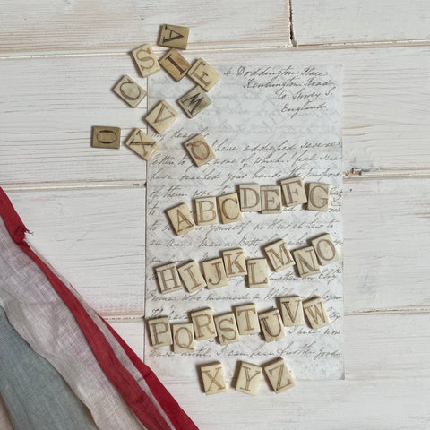 Rare Victorian Bone Spelling Letter Tiles