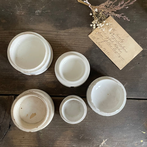 Five Antique Ceramic Chemist Pot Bases