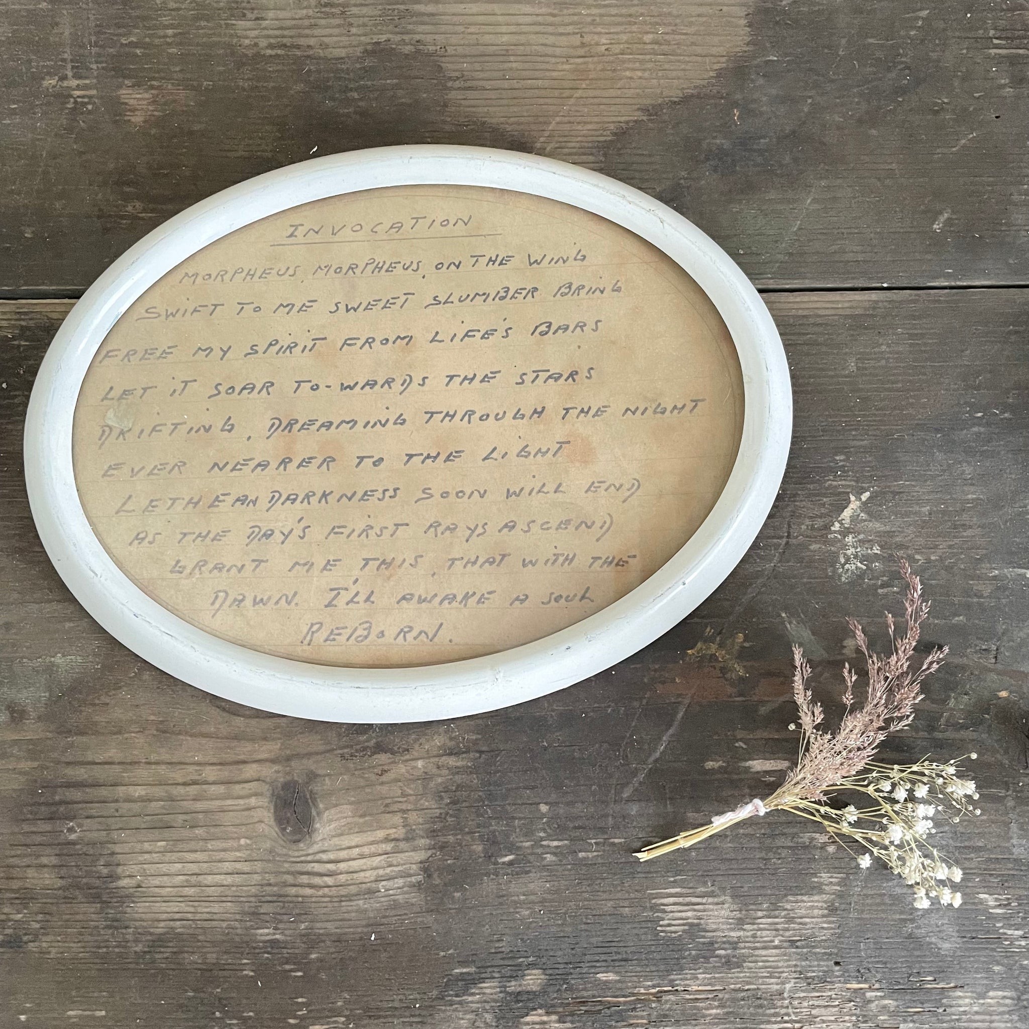 Vintage Oval Frame with Poem